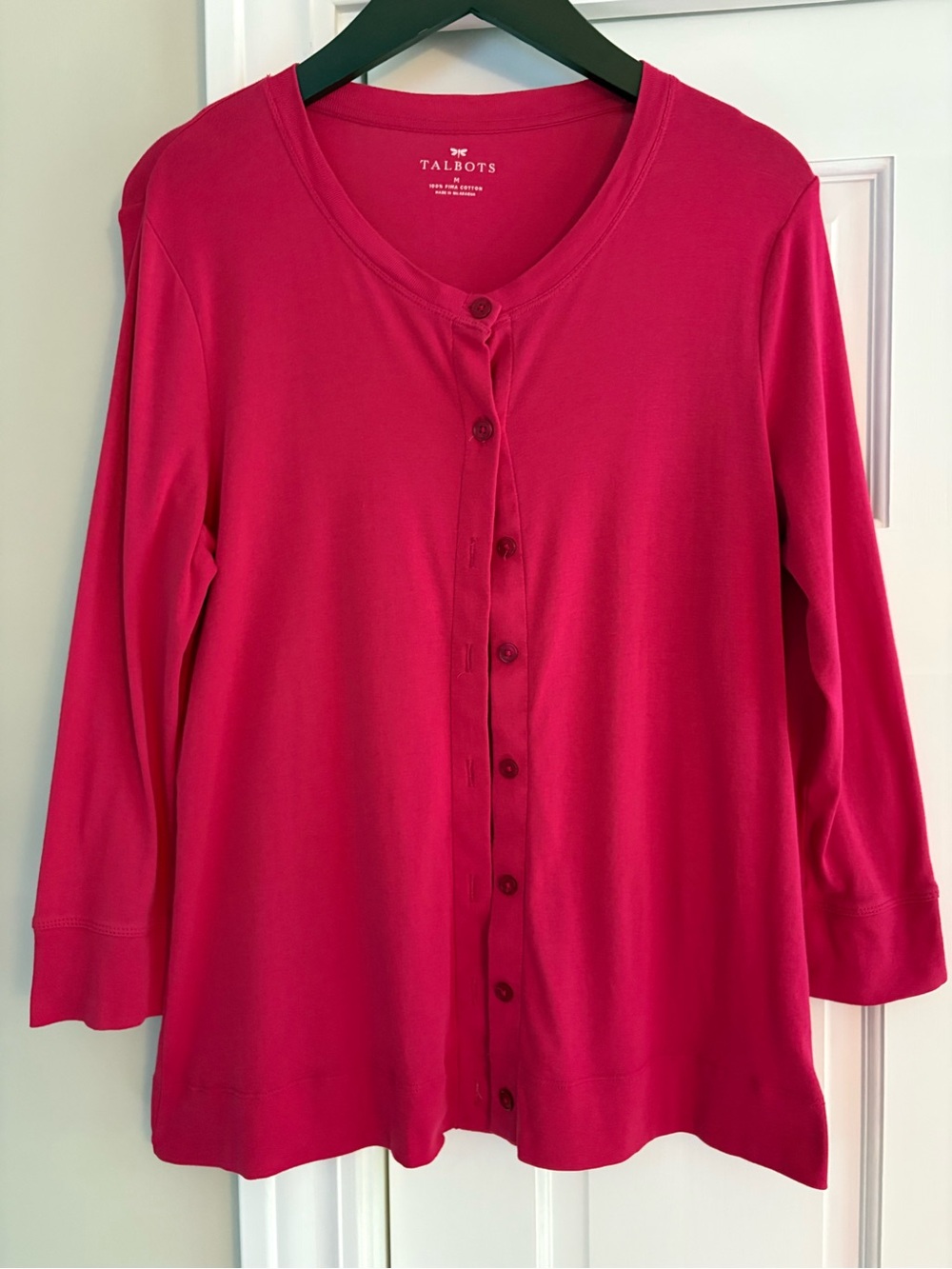 Talbots Women's Raspberry Button-Front Knit Top